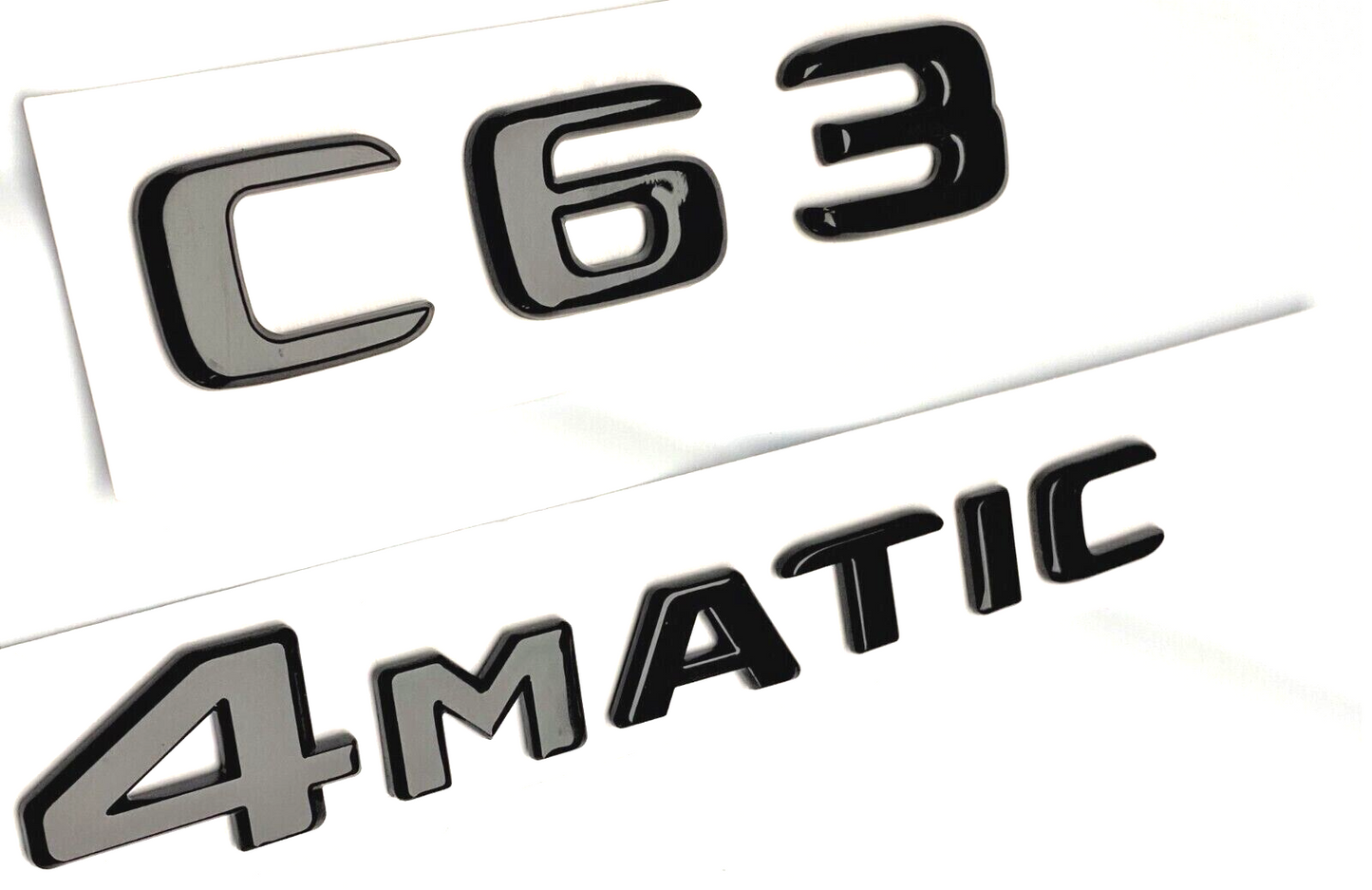 #2 BLACK C63 + 4MATIC REPLACEMENT FOR MERCEDES C63 REAR TRUNK EMBLEM BADGE DECAL