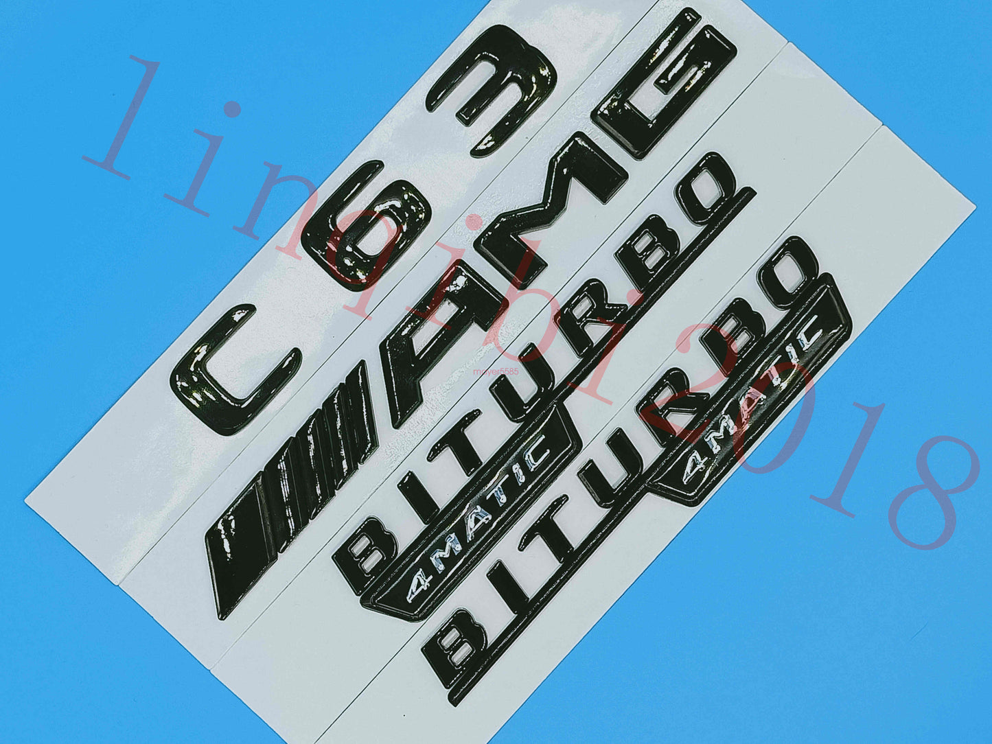 Gloss Black Flat " C63 AMG BITURBO " Trunk Embl Badge Sticker for Mercedes Benz