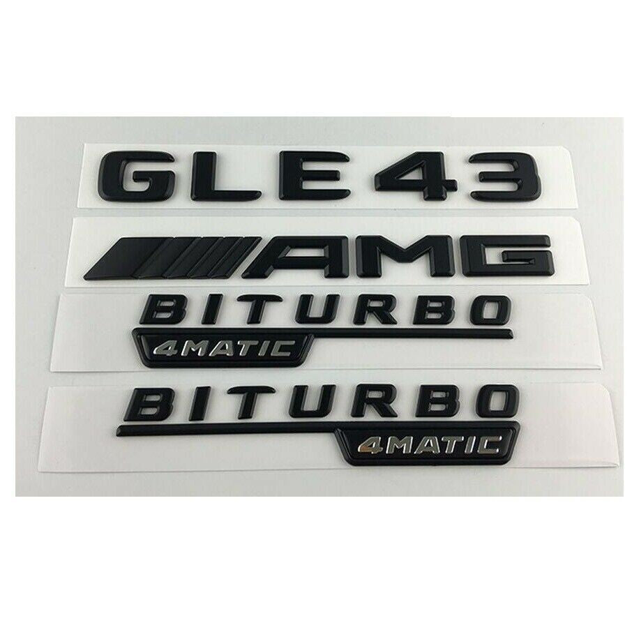 matet Black Trunk Emblems Badges for Mercedes W166 C292 GLE43 AMG BITURBO 4MATIC
