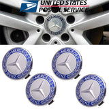 For Mercedes-Benz Light Blue Wheel Center Hub Caps Emblem, Set of 4 pc 75mm