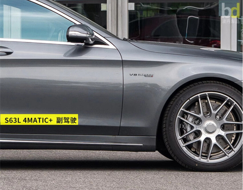 Matte Black S63 AMG V8 BITURBO 4MATIC+ Trunk Fender Badges Emblems for Mercedes