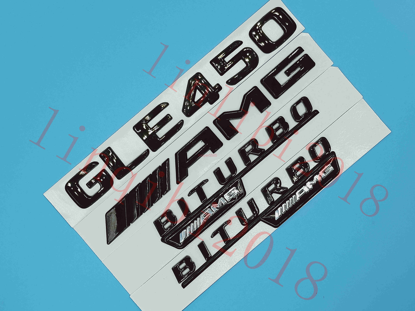 Gloss Black Flat "GLE450 AMG BITURBO" Trunk Embl Badge Sticker for Mercedes Benz