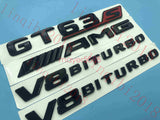 Gloss Black Trunk Fender Badges Emblems for Mercedes Benz AMG GT63s V8 BITURBO
