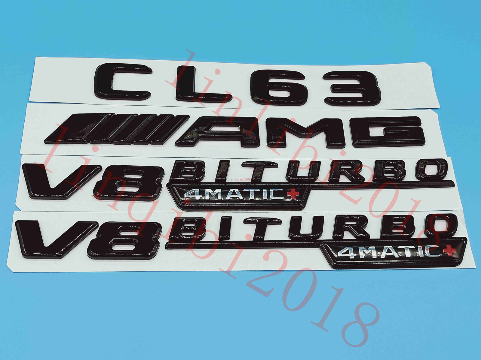 Gloss Black Flat CL63 AMG V8 BITURBO Trunk Embl Badge Sticker for Mercedes Benz
