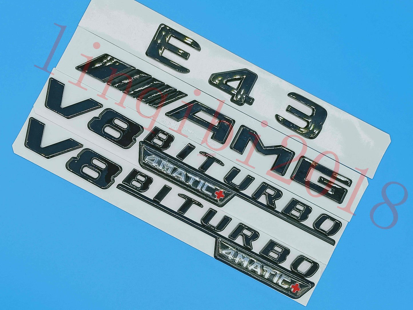 Gloss Black Flat "E43 AMG V8 BITURBO" Trunk Embl Badge Sticker for Mercedes Benz
