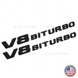 2x 17+ V8 BITURBO AMG Logo Side Fender Marker Nameplate Emblem Badge Gloss Black