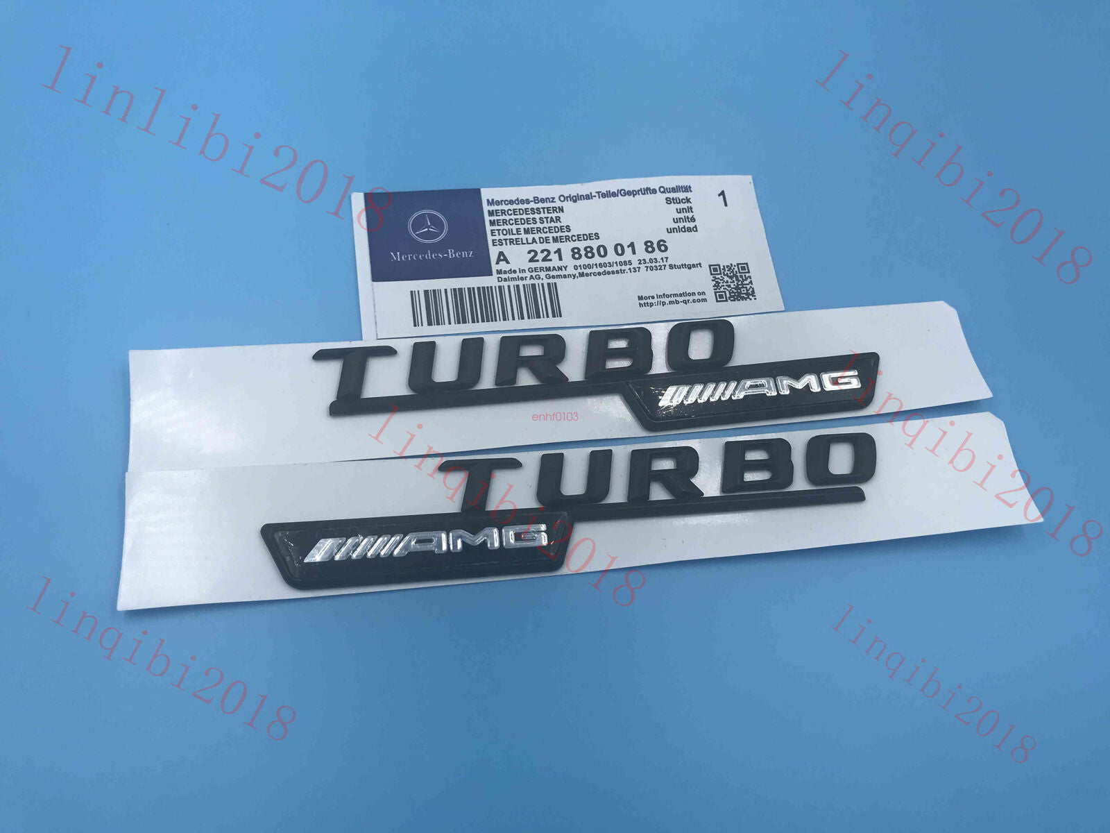 Matt Black "TURBO AMG" Letters Trunk Embl Badge Sticker for Mercedes Benz #3