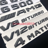 Matt Black G63 + AMG + V8 BITURBO Trunk Emblem Badge Sticker for Mercedes Benz