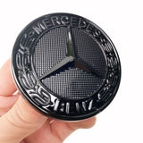 57mm Glossy Black Flat Hood Ornament Badge Emblem For Benz C-class W205 NEW