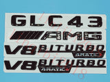 Gloss Black Flat GLC43 AMG V8 BITURBO Trunk Embl Badge Sticker for Mercedes Benz