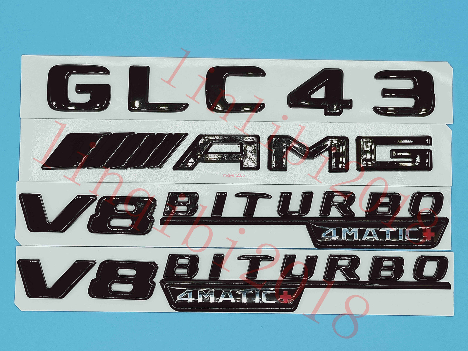 Gloss Black Flat GLC43 AMG V8 BITURBO Trunk Embl Badge Sticker for Mercedes Benz