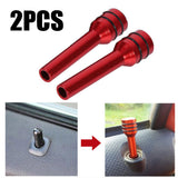 2pcs Red Car Interior Door Locking Lock Knob Pull Pins Cover Auto Accessories
