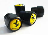 Compatible with Ferrari 4Pcs Tire Valve Stem Caps Black Anodized Aluminum Set