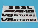 Gloss Black Flat S63L AMG+ V8 BITURBO Trunk Embl Badge Sticker for Mercedes Benz
