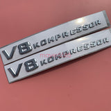 2x V8 KOMPRESSOR Car Sticker perform Badge Fender Side Grill For Mercedes Benz