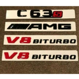 Gloss Black/Red C63s AMG V8 BITURBO Sticker Badge Package for BenzC63s AMG Coupe