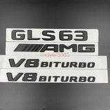 Matte black GLS63 AMG V8 BITURBO Trunk Emblem Badge Sticker For Mercedes Benz