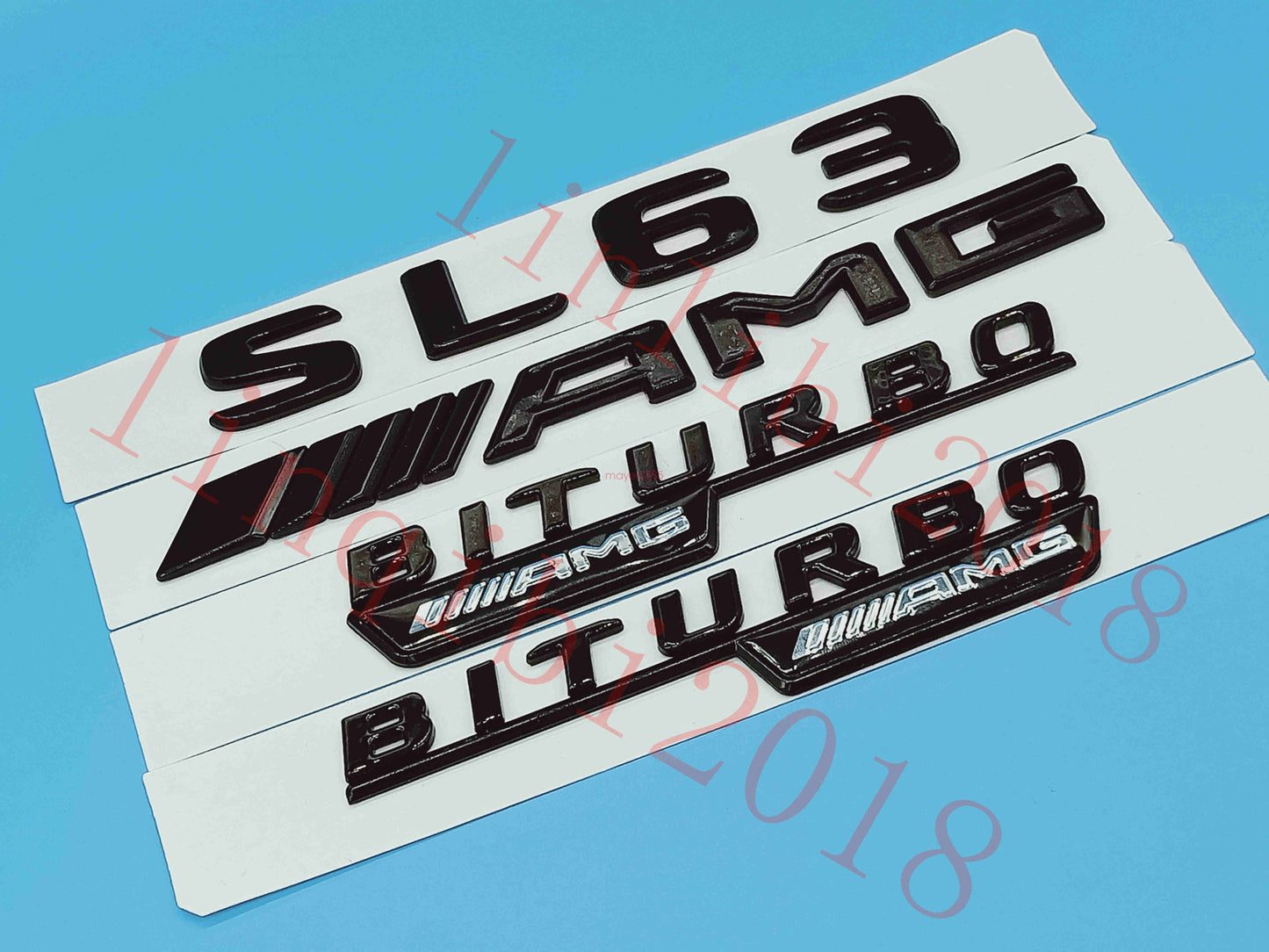 Flat Gloss Black " SL63 AMG BITURBO" Emblem Badge Sticker for Mercedes Benz SL63