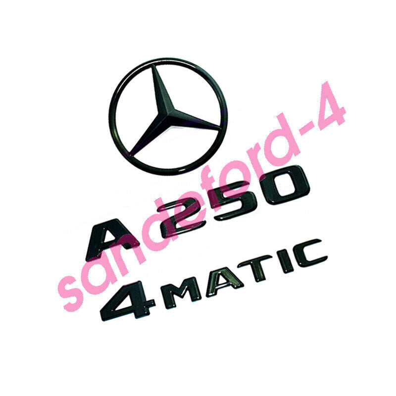 A250 4MATIC Rear Star Emblem Black Letter Badge Logo Set for AMG W176