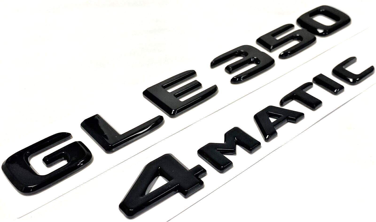 2pcs GLE350 + 4MATIC Gloss Black Rear Trunk Emblem Badge Nameplate Decal Numbers