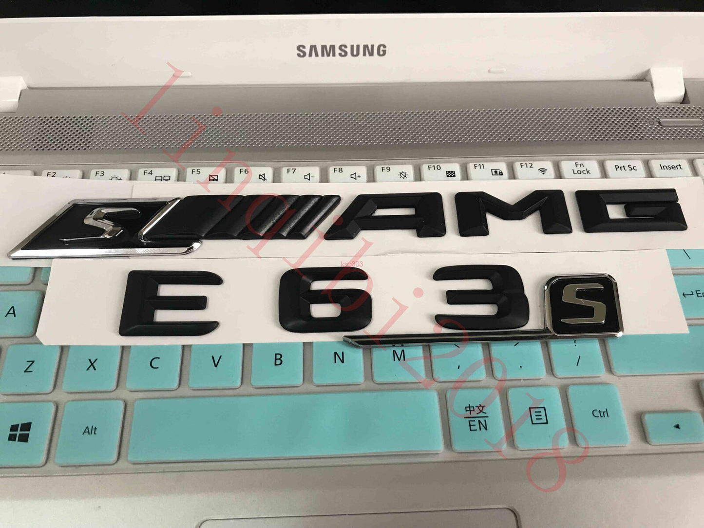 Matt black "s E63 + AMG s" Letters Trunk Emblem Badge Sticker