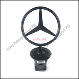 For Mercedes Benz Gloss Black Front Hood Ornament Star Mounted Emblem C E S AMG