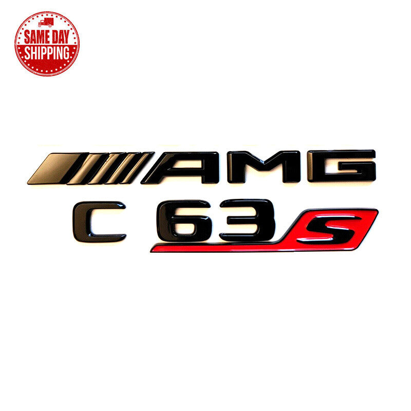 C63S AMG SEDAN V8 BITURBO Rear Star Emblem Badge Gloss Black For Mercedes W206
