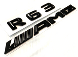 GLOSS BLACK R63+AMG FOR MERCEDES R63 REAR TRUNK EMBLEM BADGE NAMEPLATE