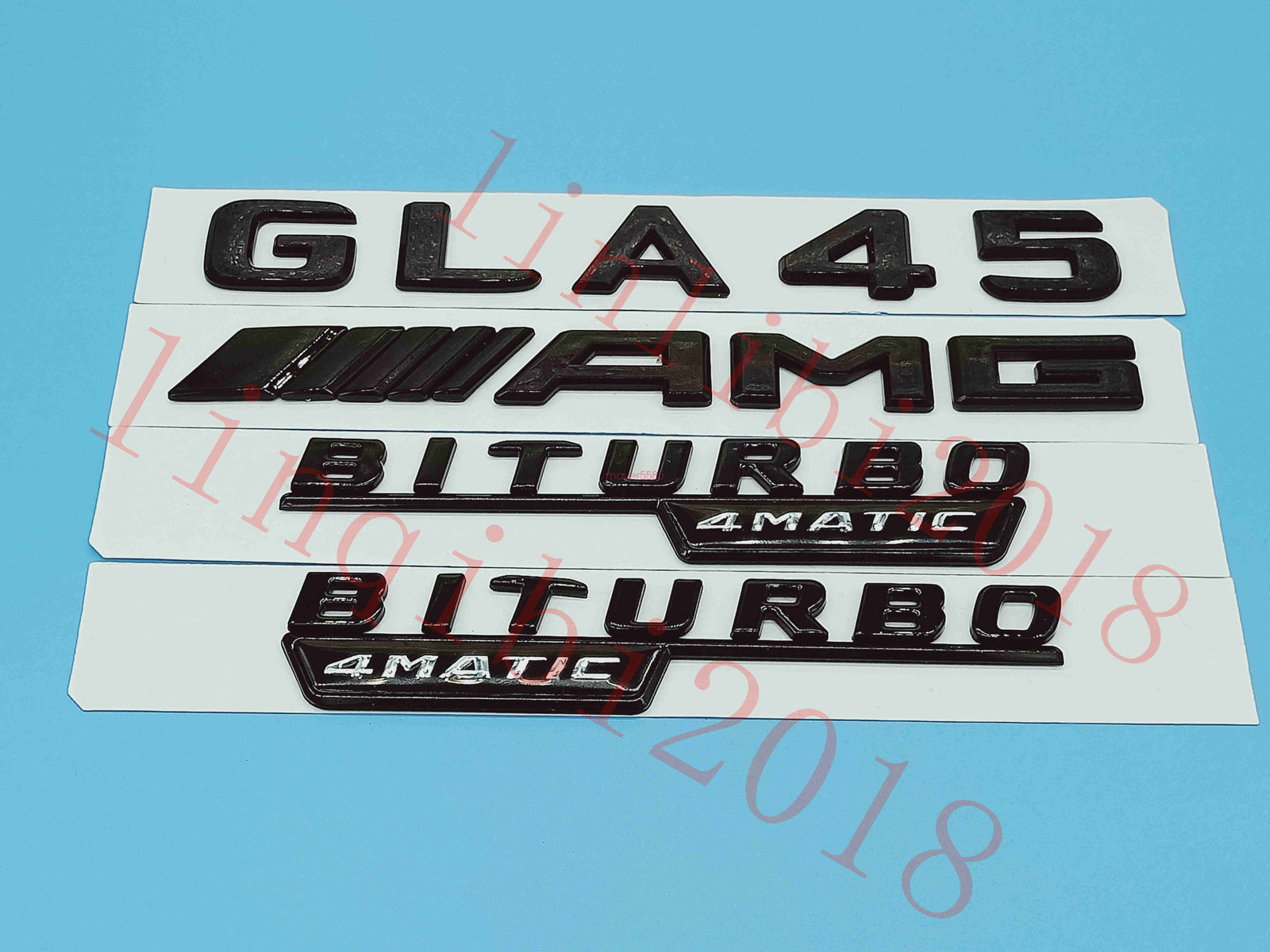 Flat Gloss Black "GLA45 AMG BITURBO" Emblem Badge Sticker for Mercedes Benz GLA