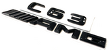 2X BLACK C63 + AMG FOR MERCEDES C63 REAR TRUNK NAMEPLATE EMBLEM BADGE DECAL