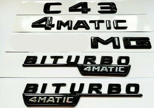for MERCEDES C CLASS W205 C205 S205 C43 GLOSS BLACK C43+BITURBO+AMG+4MATIC