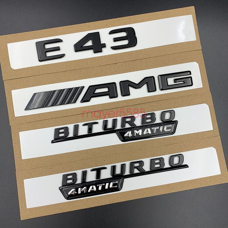 Gloss Black  " E43 AMG BITURBO " Trunk Embl Badge Sticker for Mercedes Benz E43