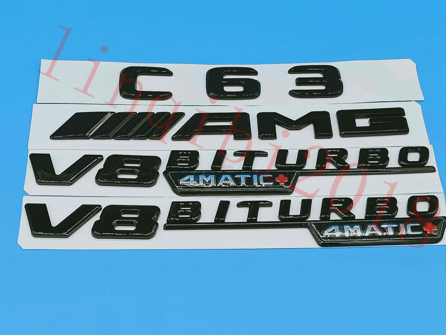 Gloss Black Flat "C63 AMG V8 BITURBO" Trunk Embl Badge Sticker for Mercedes Benz