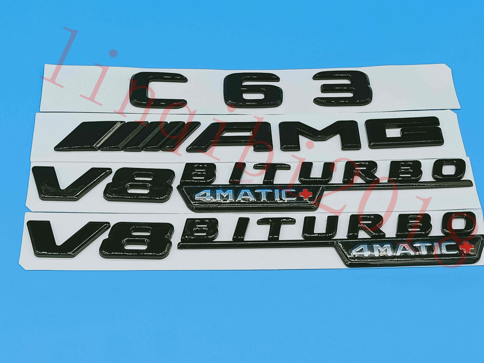 Gloss Black Flat "C63 AMG V8 BITURBO" Trunk Embl Badge Sticker for Mercedes Benz