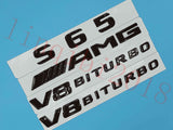 Gloss Black Flat S65 +AMG+ V8 BITURBO Trunk Embl Badge Sticker for Mercedes Benz
