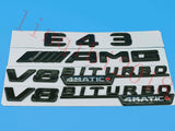 Gloss Black Flat "E43 AMG V8 BITURBO" Trunk Embl Badge Sticker for Mercedes Benz