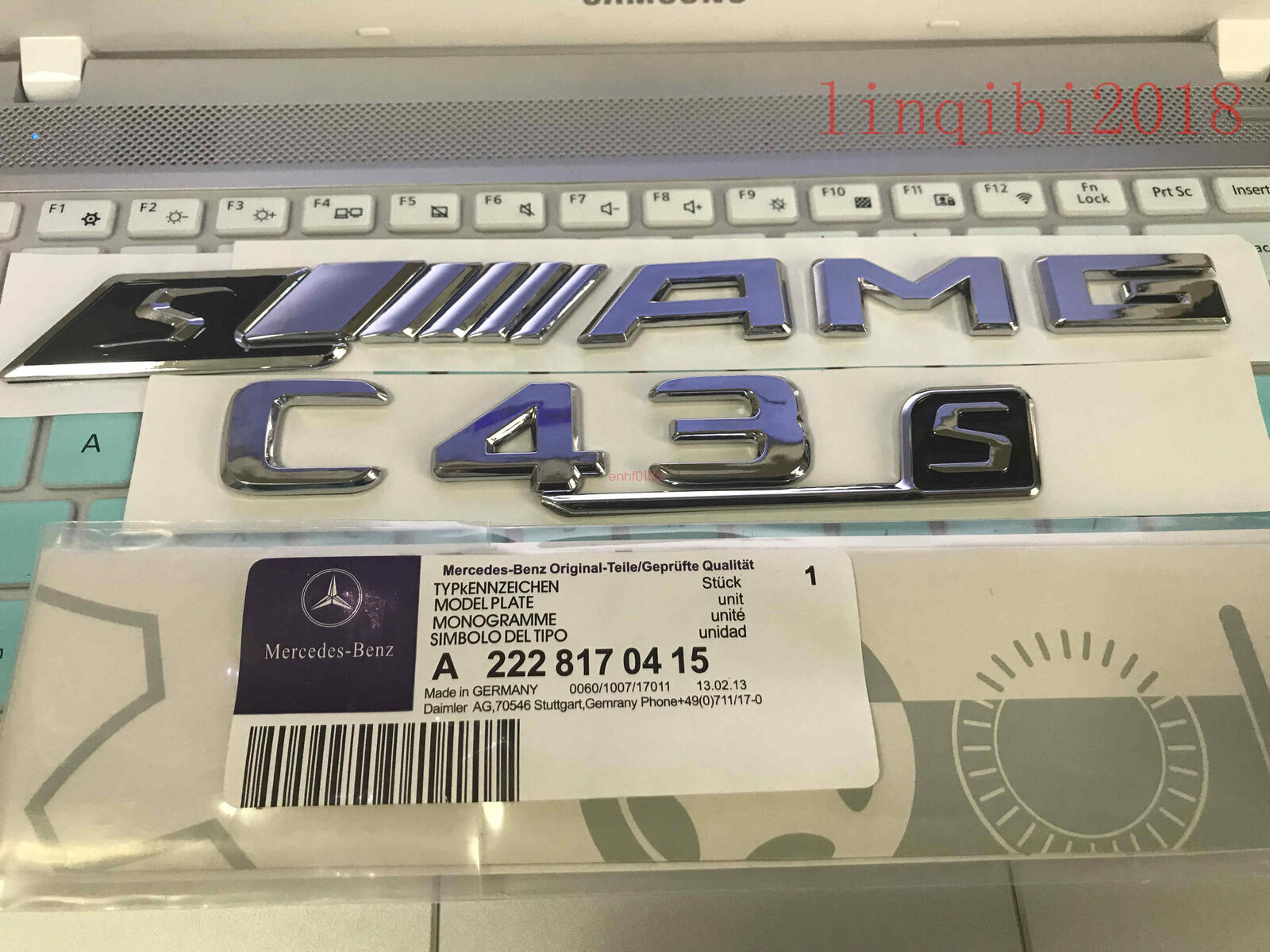 2018 " C43s + sAMG" High quality Rear Trunk Emblem Decal Badge FOR Mercedes Benz