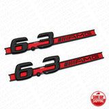 2x Black Red OEM ABS 6.3 AMG Emblem Fender Logo Badge Nameplate Decoration Sport