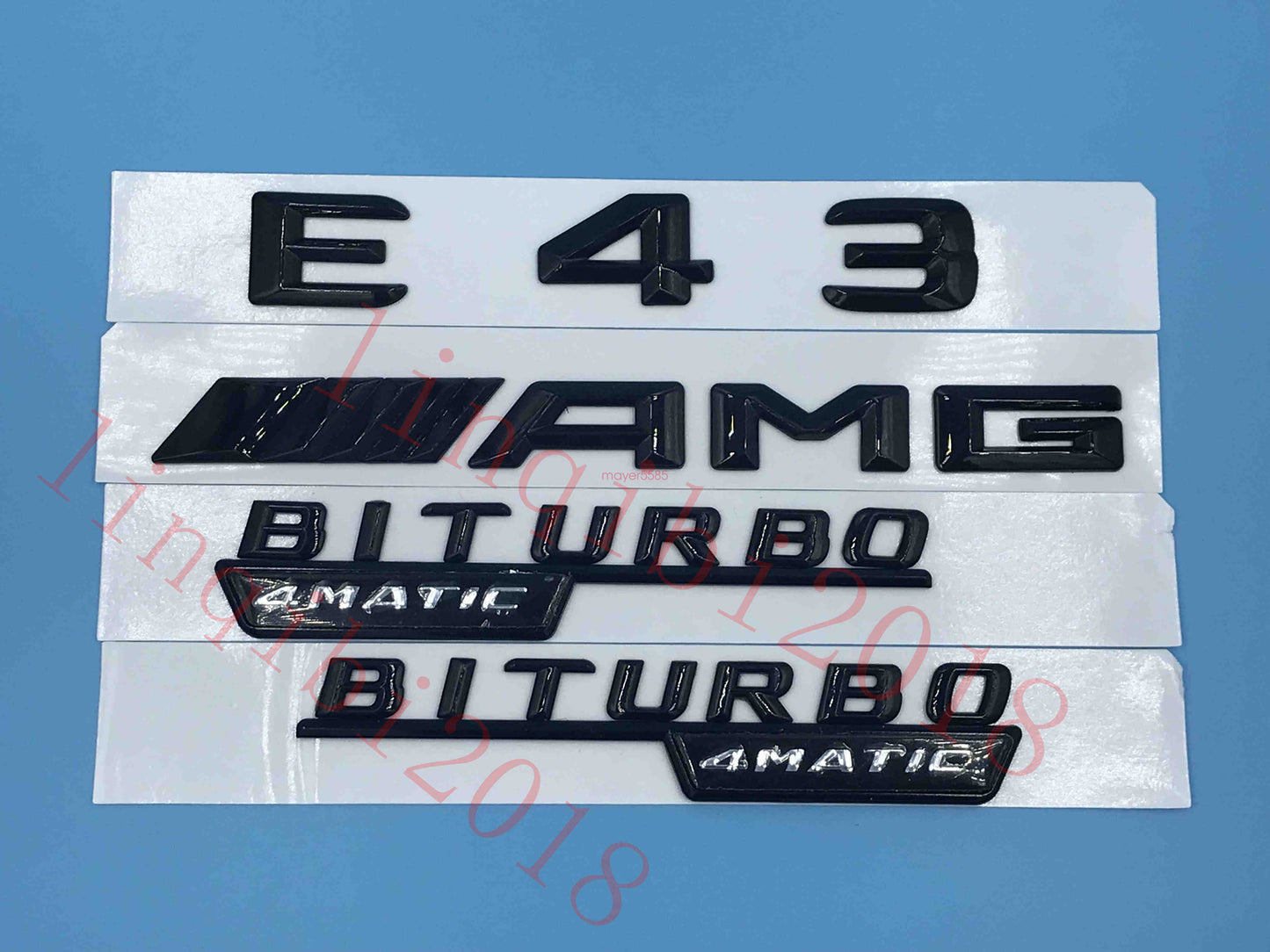 Gloss Black 3D "E43 AMG BITURBO 4 MATIC" Number Emblem Sticker for Mercedes-Benz