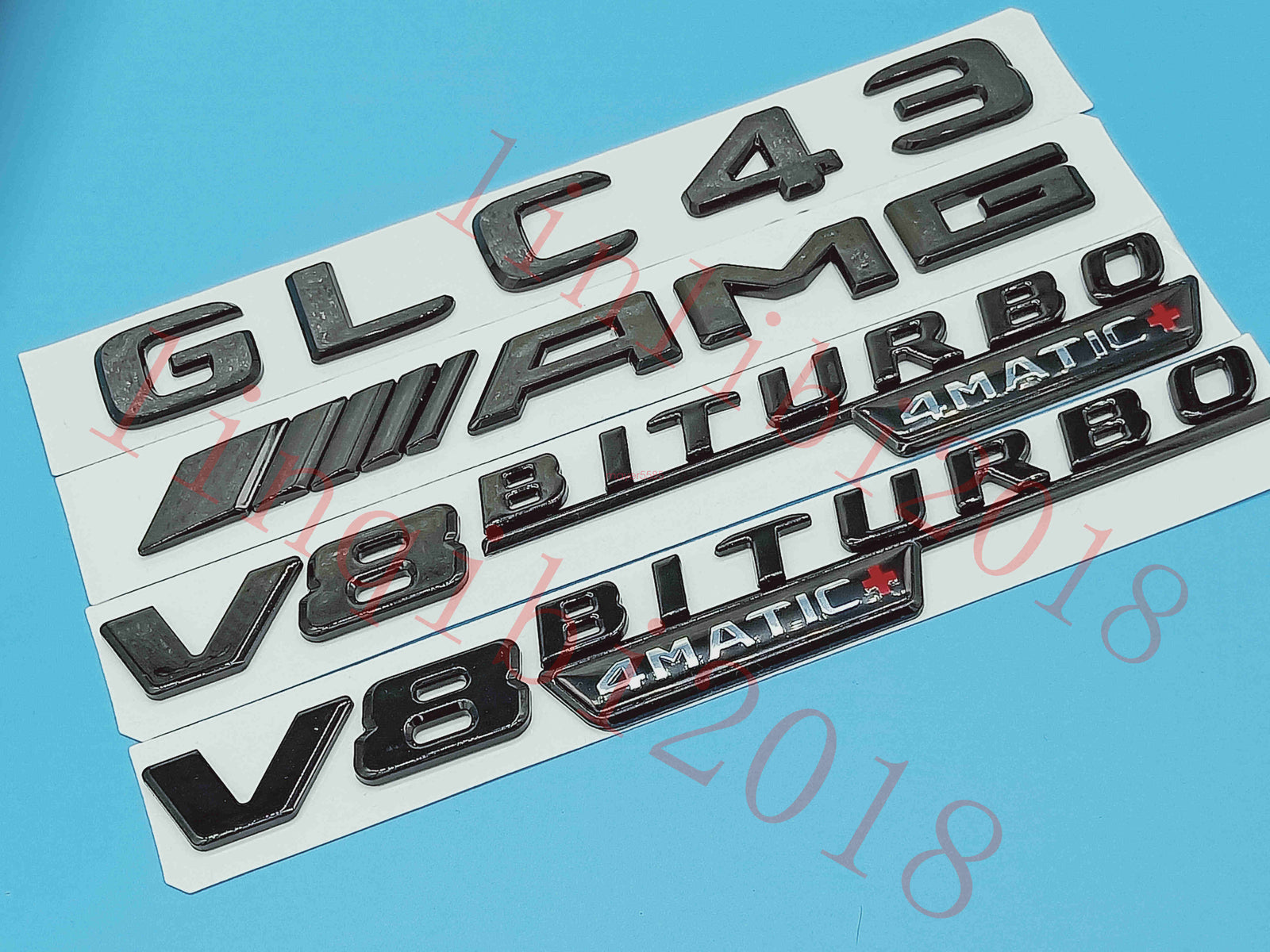 Gloss Black Flat GLC43 AMG V8 BITURBO Trunk Embl Badge Sticker for Mercedes Benz