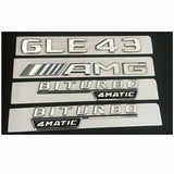 Chrome Trunk Fender Emblems Badges for Mercedes Benz GLE43 AMG BITURBO 4MATIC