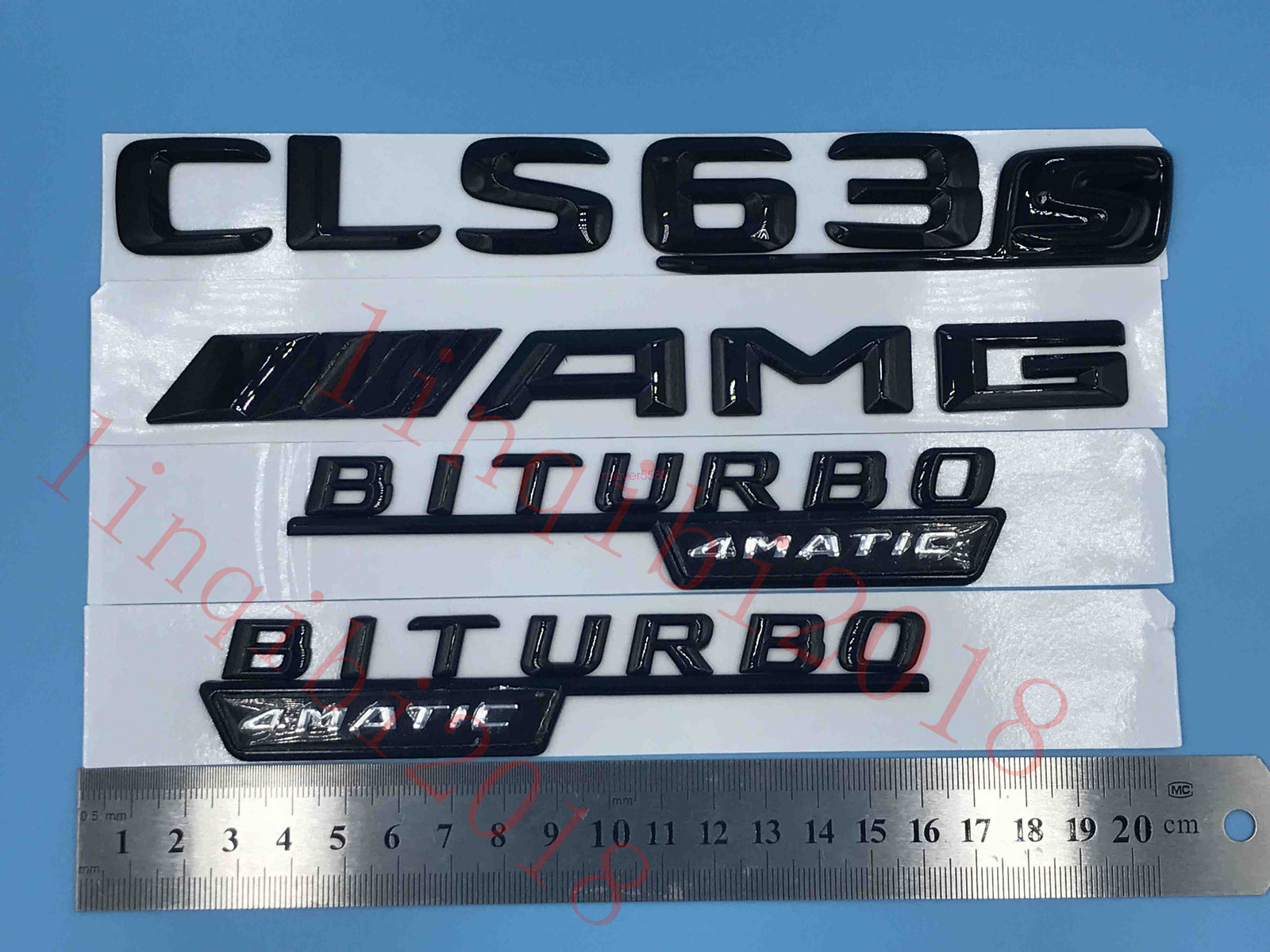 Gloss Black CLS63s AMG BITURBO 4 MATIC" Number Emblem Sticker for Mercedes-Benz