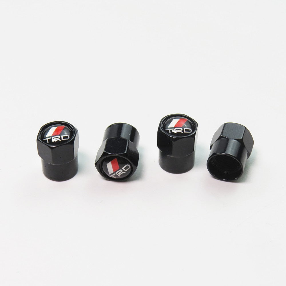 Toyota Compatible with TRD 4Pcs Tire Valve Stem Caps Anodized Aluminum Set - Black