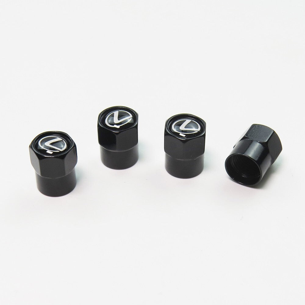 Compatible with Lexus 4Pcs Tire Valve Stem Caps Anodized Aluminum Set - Black