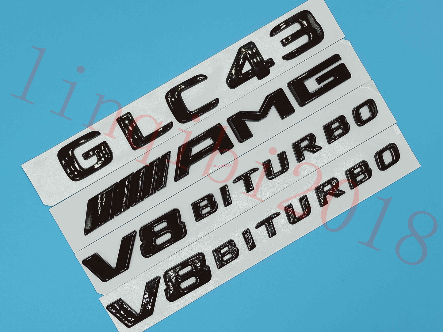 Gloss Black GLC43 AMG V8 BITURBO Trunk Embl Badge Sticker for Mercedes Benz