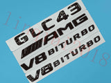 Gloss Black GLC43 AMG V8 BITURBO Trunk Embl Badge Sticker for Mercedes Benz