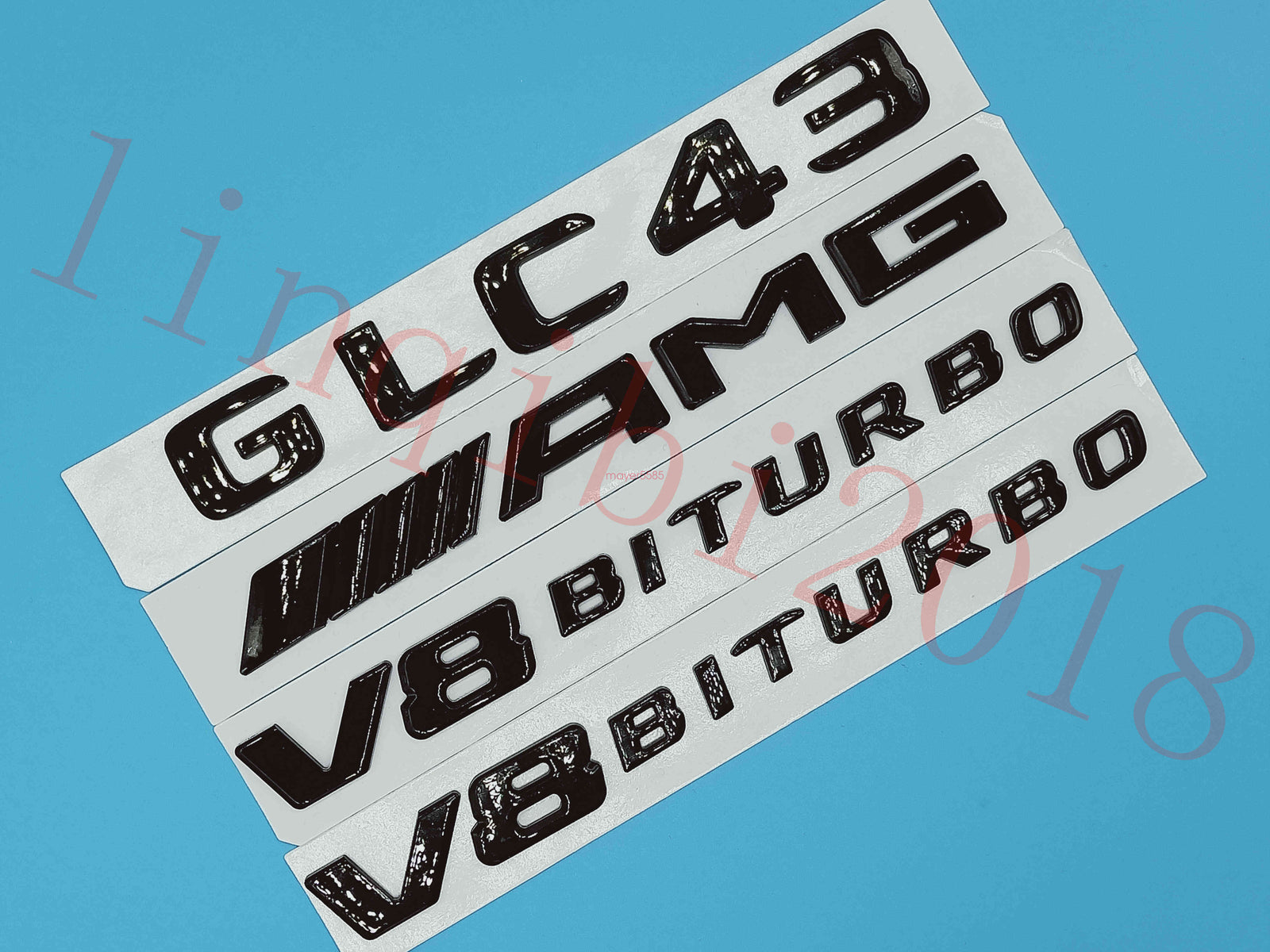 Gloss Black GLC43 AMG V8 BITURBO Trunk Embl Badge Sticker for Mercedes Benz
