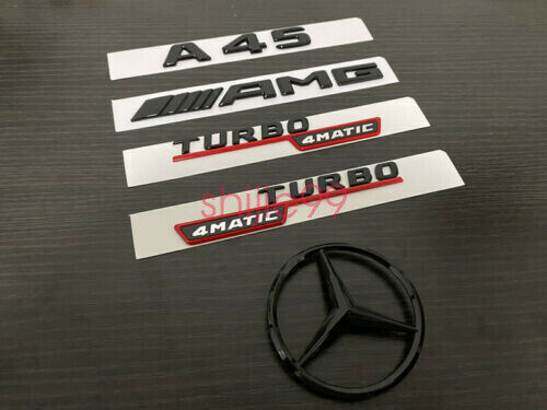 Gloss Black Red TURBO 4MATIC A45 AMG Rear Star Emblem replacement Badge W176