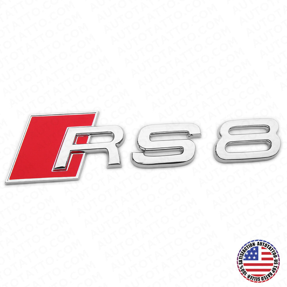 Audi RS 8 OEM Chrome Rear Letter Tail Nameplate Trunk Emblem Badge Sport