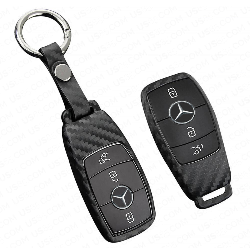 Carbon Fiber Style For New Mercedes Remote Key Fob Case Shell Keychain Protect